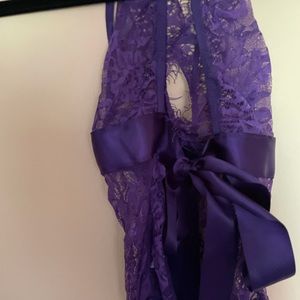 Purple lace lingerie with big bow